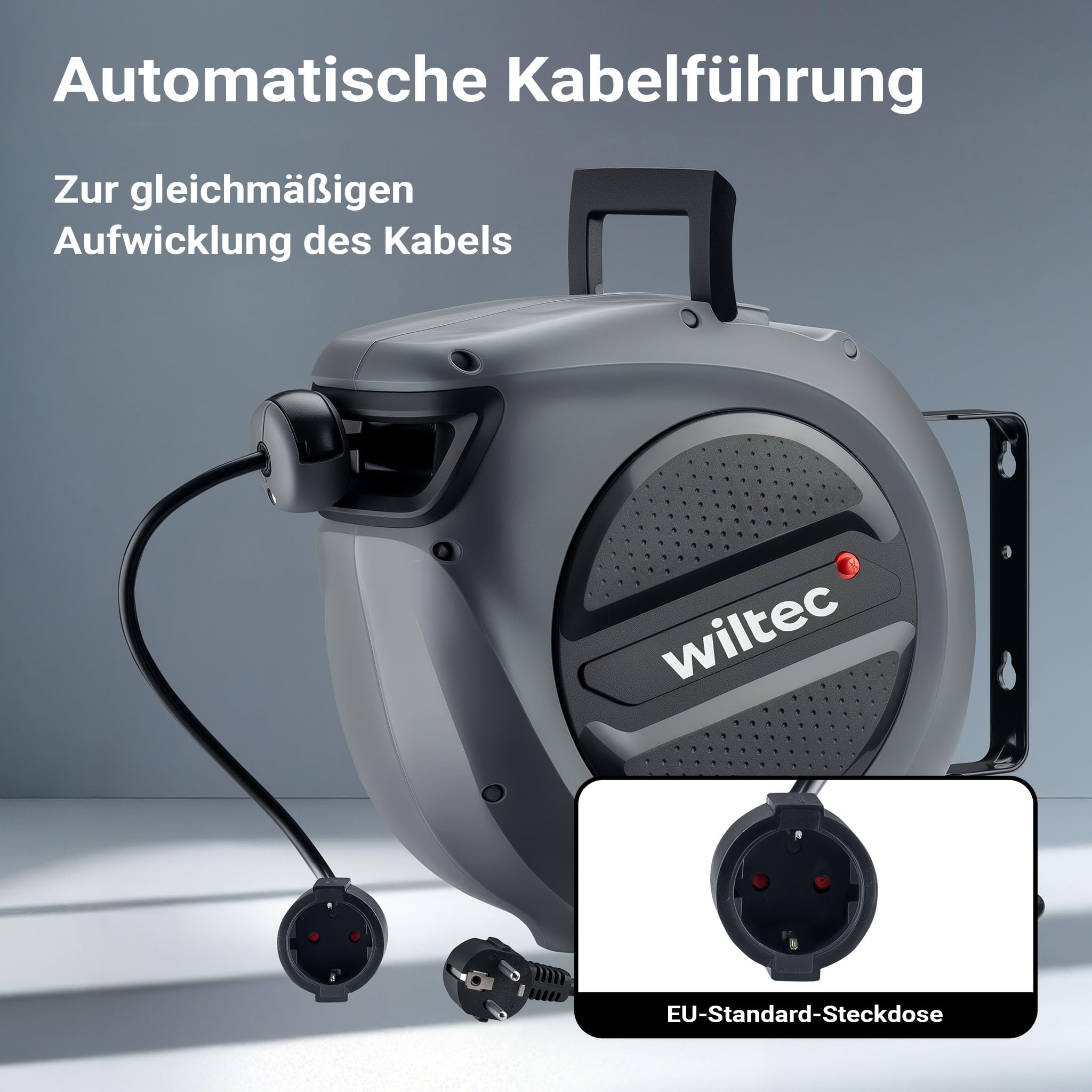 Wiltec Avvolgicavo Automatico 15 m+1,5 m 3200 W IP20