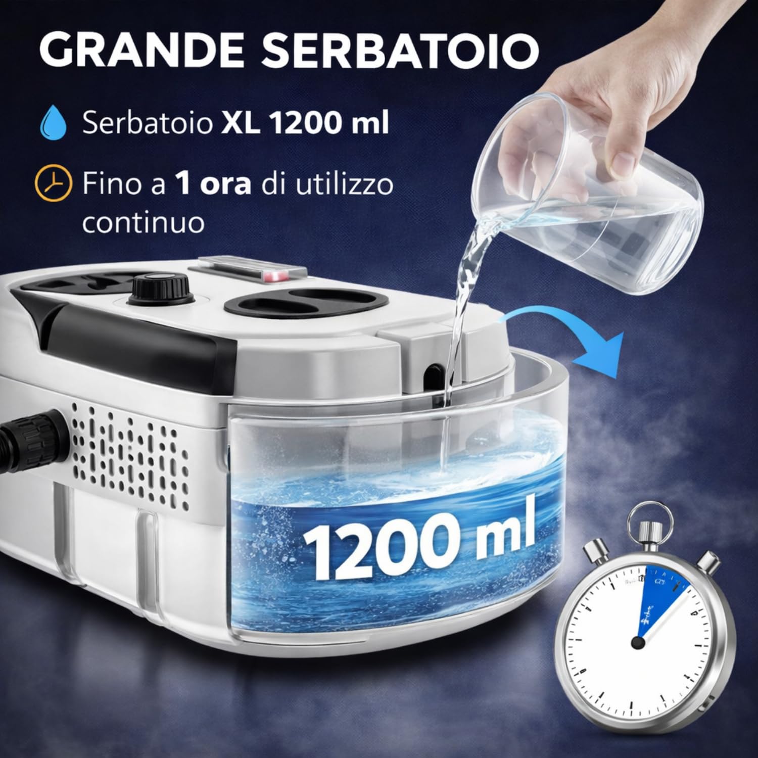 DE ROSA SHOP Pulitore a Vapore 2500W 1200ml 6 Velocità