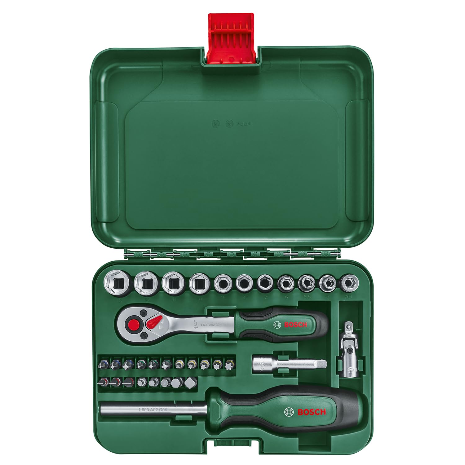 Bosch Set bussole 34 pezzi cricchetto 1/4 SoftGrip
