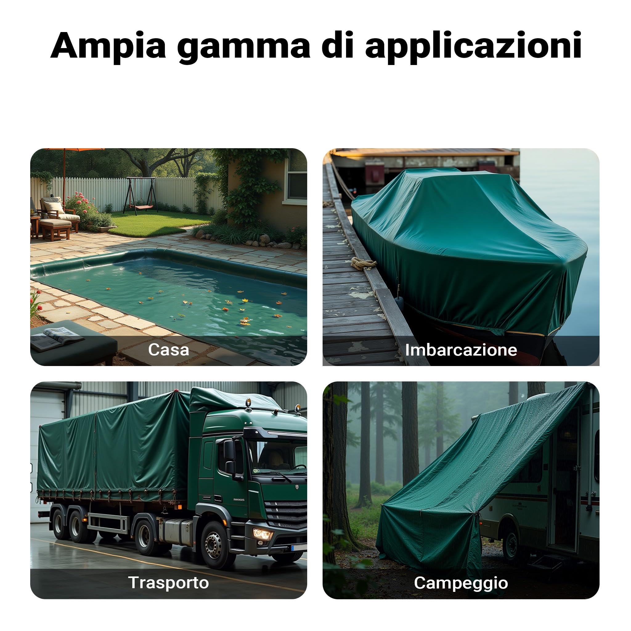 Wiltec Telone Occhiellato Verde 5x9 m 650 g/m² PVC