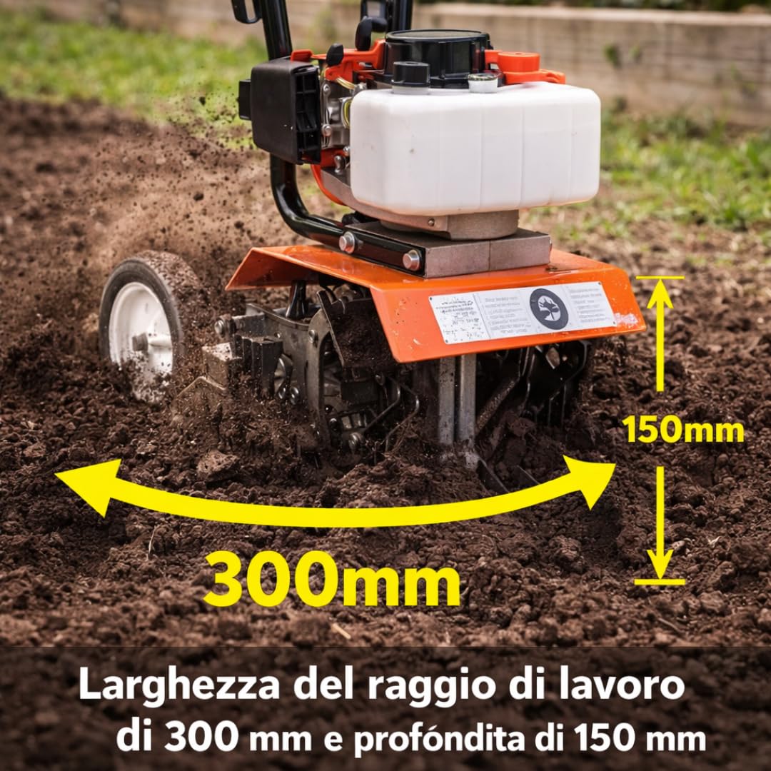 DE ROSA SHOP Motozappa Scoppio 52cc 2T lavoro 300 mm benzina