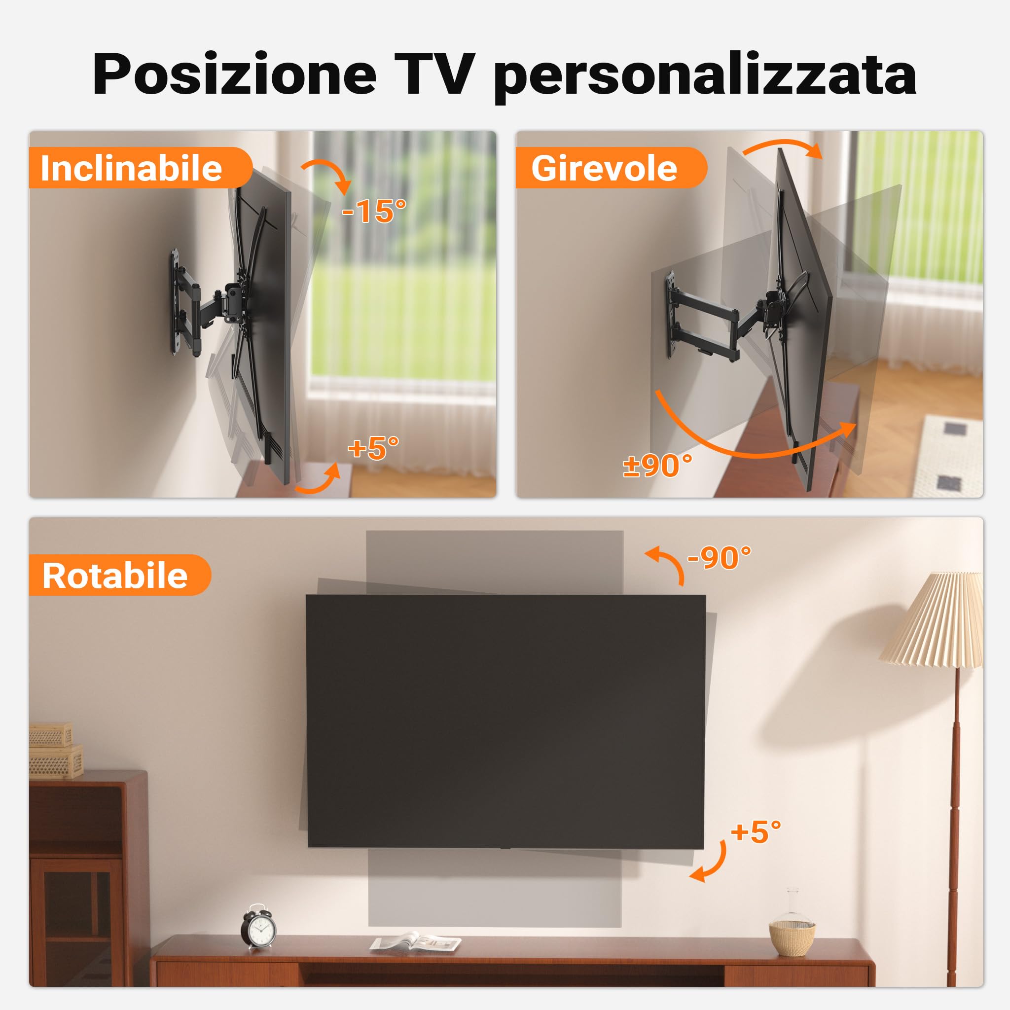 Wiltec supporto TV 13-55" braccio snodato 25 kg VESA