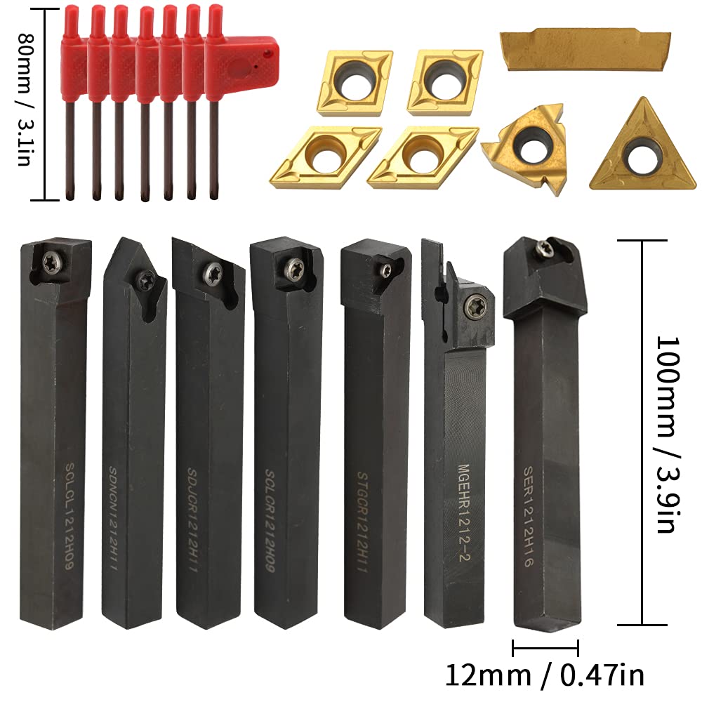Weytoll Set 21 Utensili Tornitura Carburo 12 mm con Chiavi