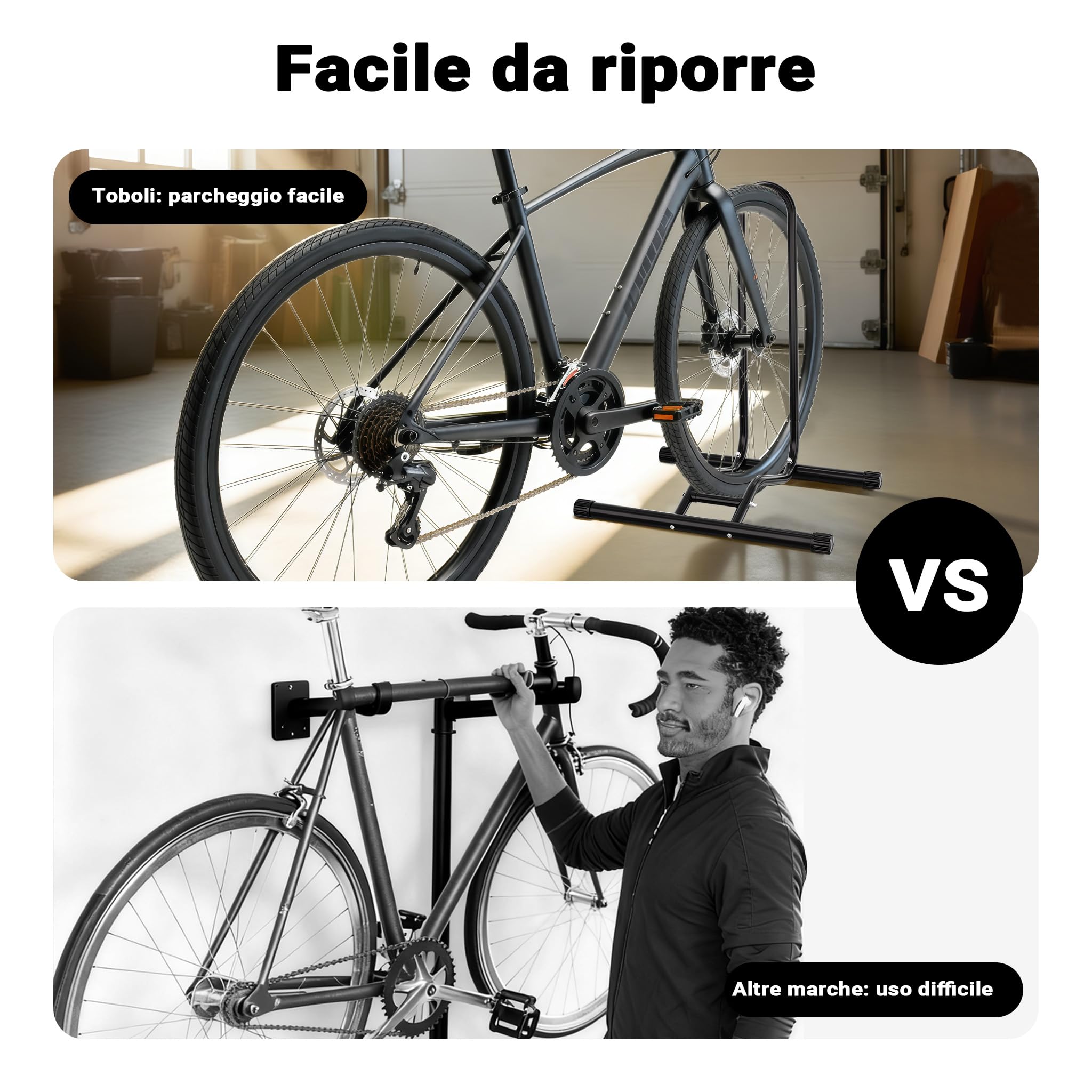 Wiltec portabici mobile cavalletto bici 1 posto 60mm