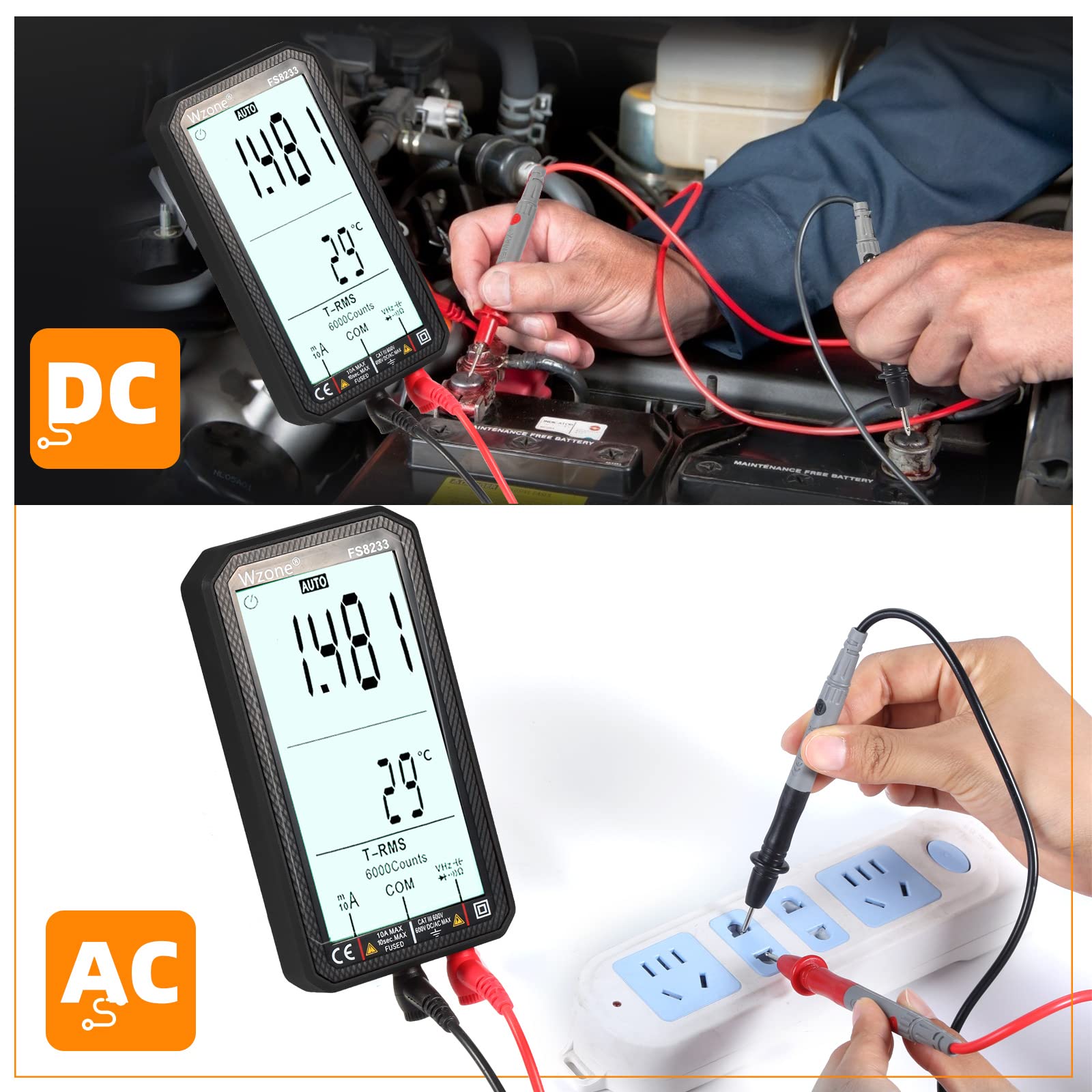 Wzone Multimetro digitale tester elettrico con NCV