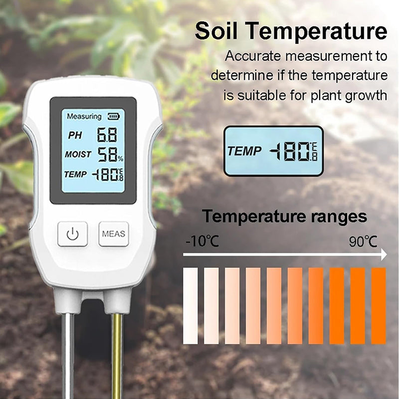 Tilswall Misuratore Terreno 3 in 1 pH Temperatura Umidità LCD