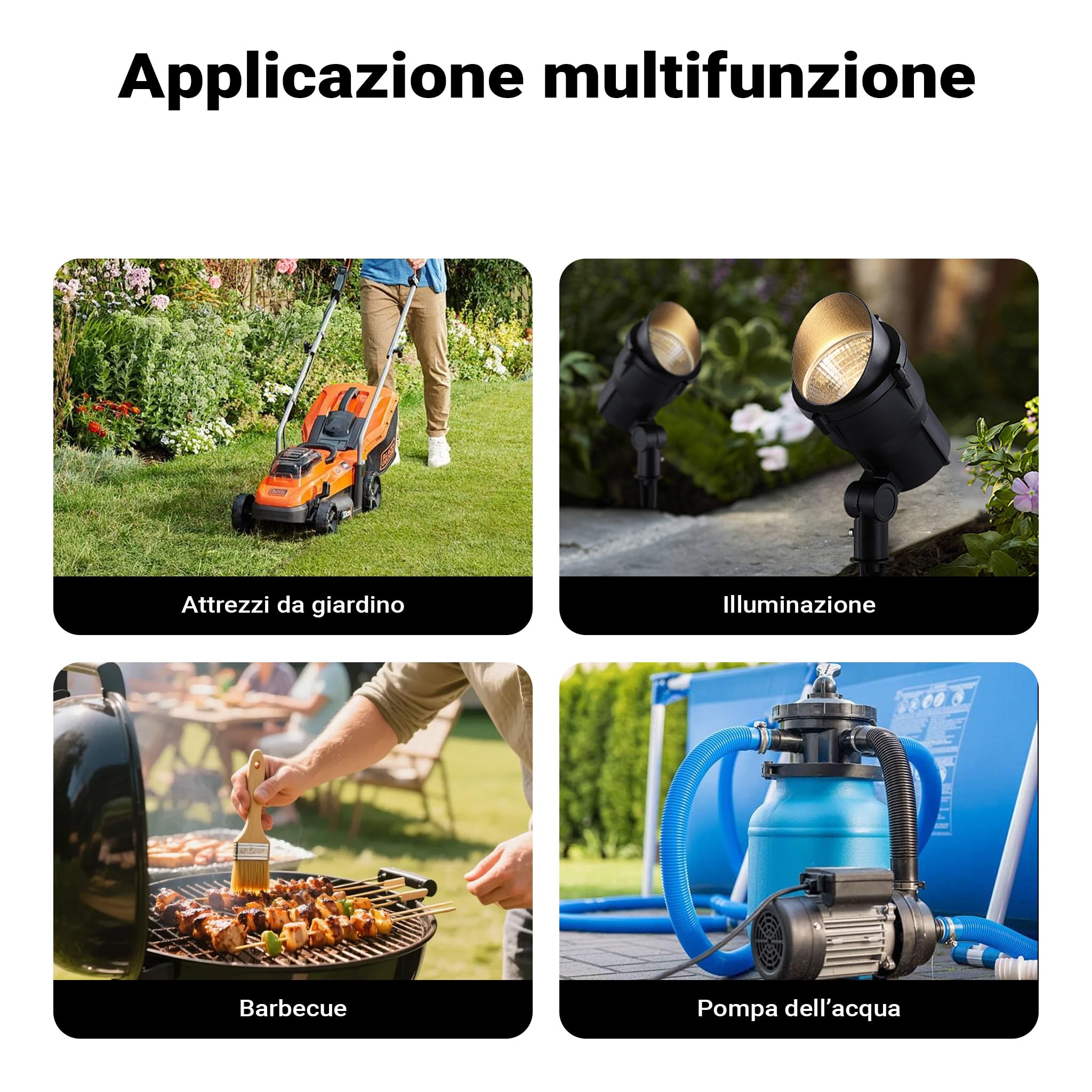 Wiltec Quadruplo con Sensore Presa Multipla da Esterno Effetto Pietra IP44