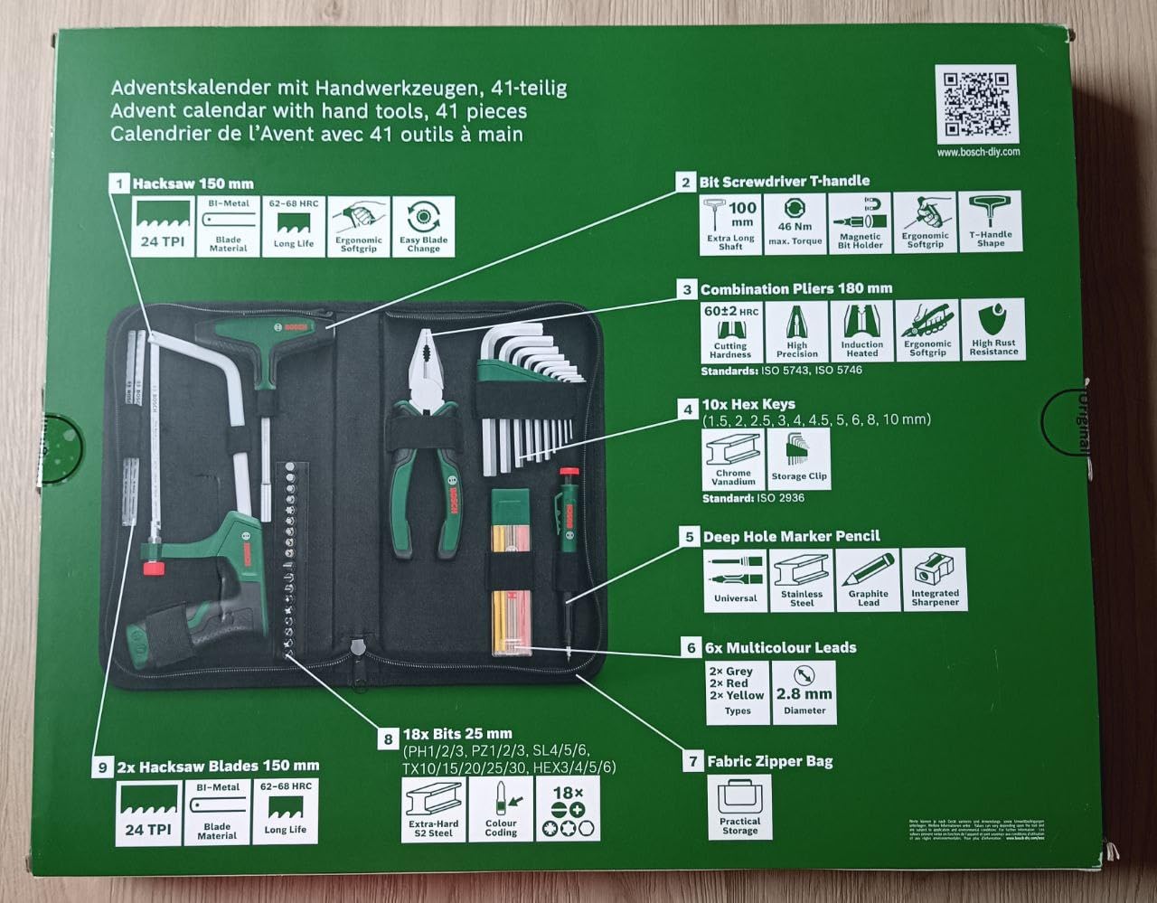 Bosch Calendario Avvento 2025 set utensili manuali 38 pezzi