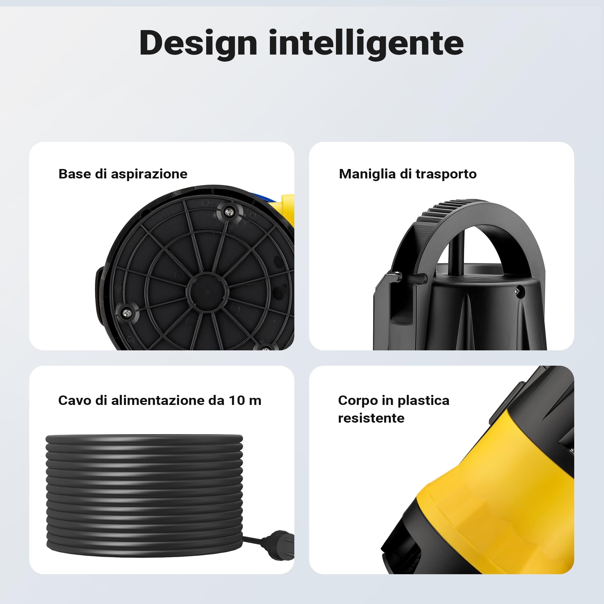 Wiltec Pompa sommersa acque reflue 400W 8500 l/h 5m