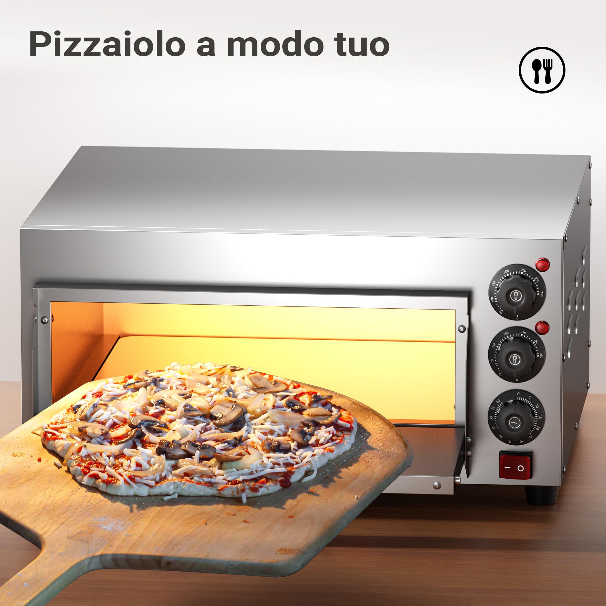 Wiltec Fornetto pizza elettrico 2000W pietra 350°C