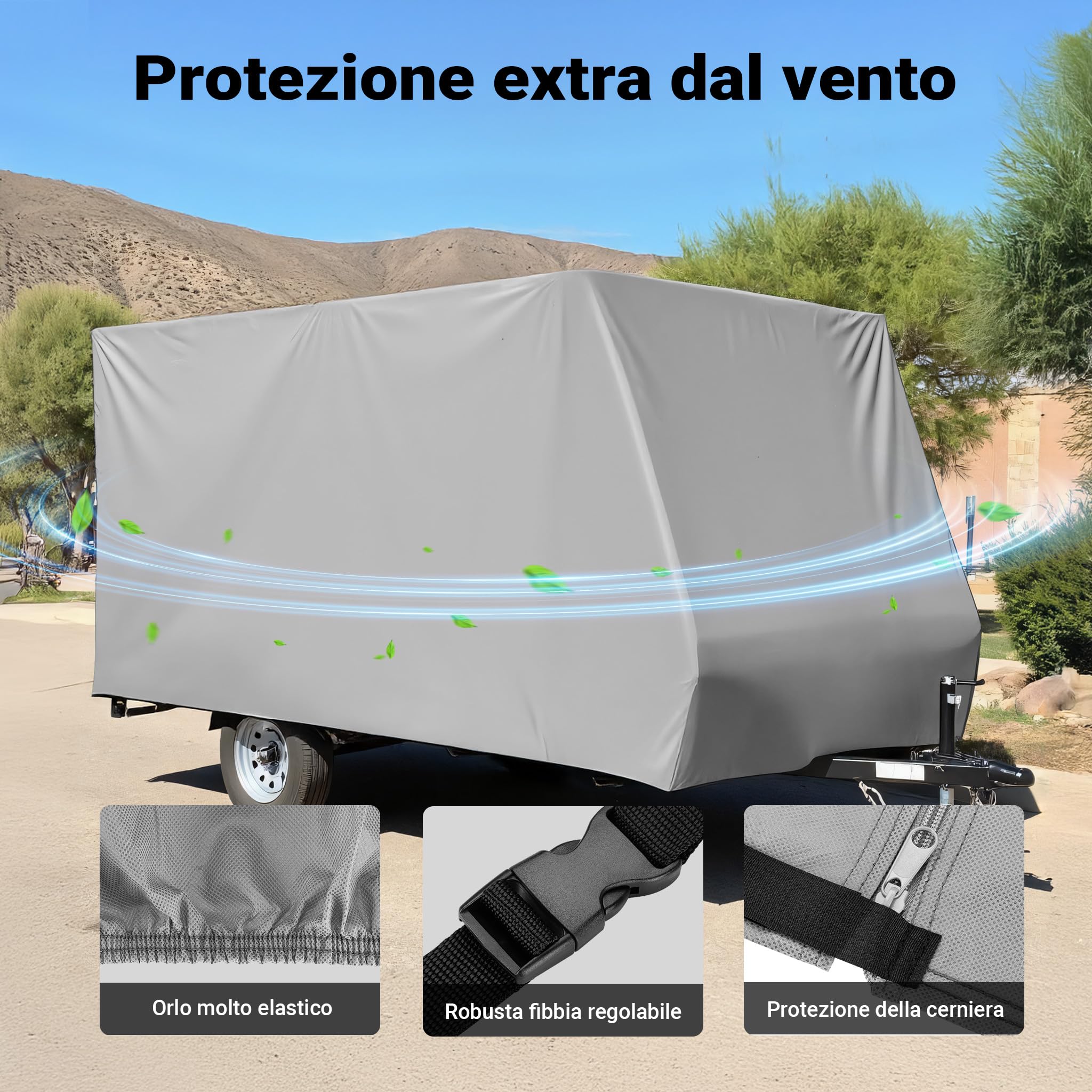 Wiltec Telo Copri Caravan 580x225x220cm da Esterno