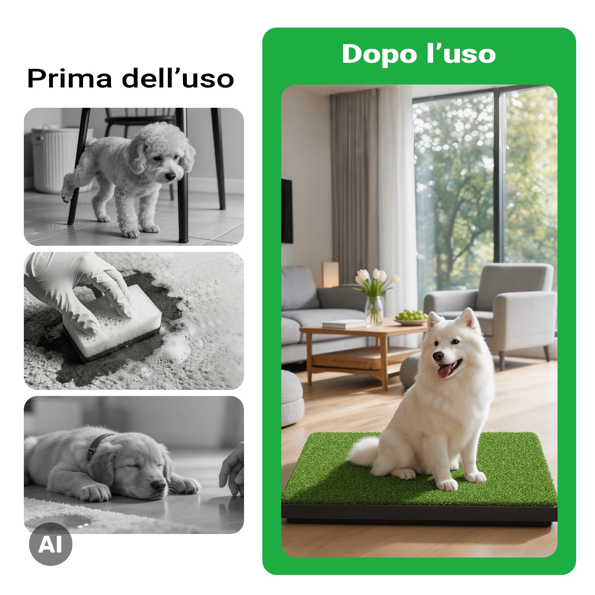 Wiltec Fudajo Toilette per Cani Erba Sintetica 63x51 cm a 3 strati