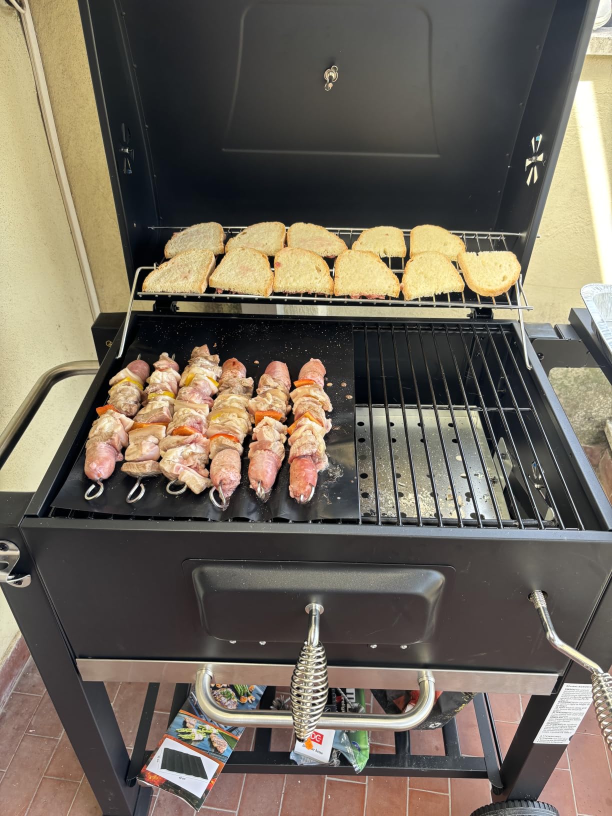 Wiltec Barbecue a Carbone Carrellato con Coperchio Termometro