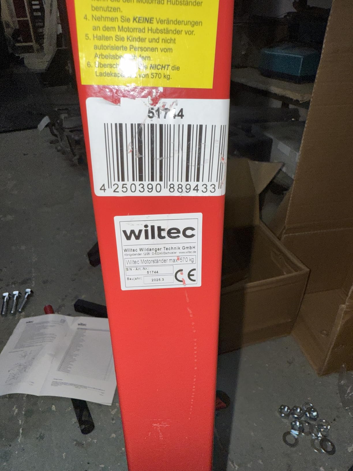 Wiltec Cavalletto per Motore 570 kg Acciaio