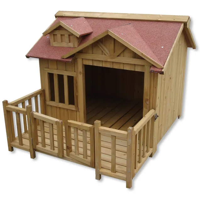 Wiltec Cuccia Cani XL in Legno Marrone con Terrazza