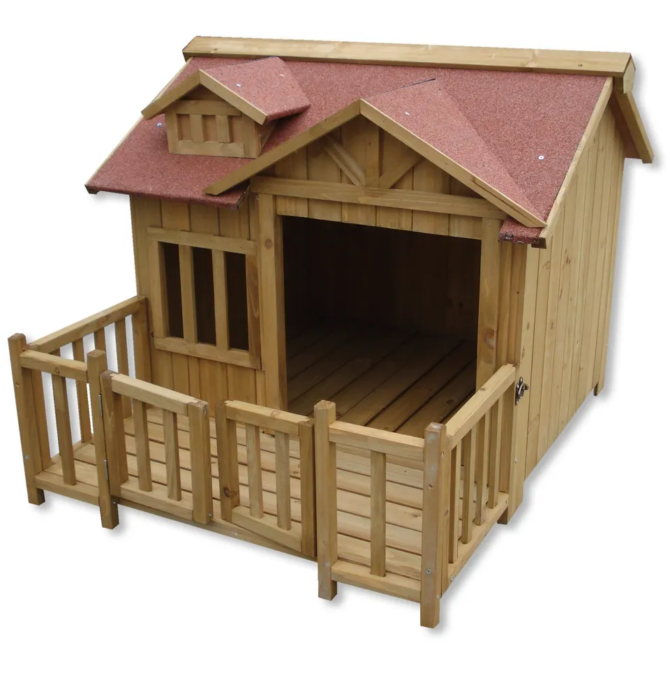 Wiltec Cuccia Cani XL in Legno Marrone con Terrazza
