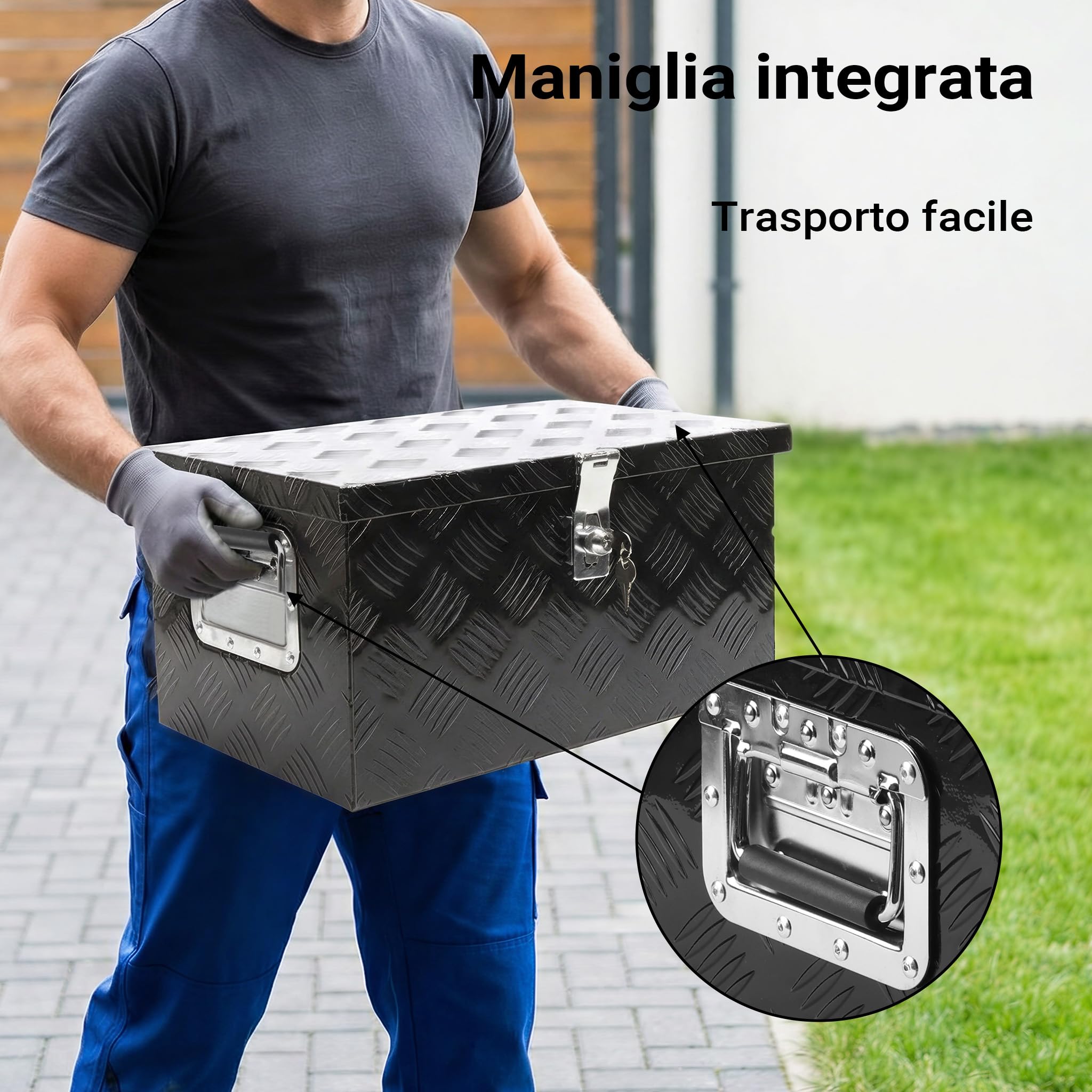 XPOtool Cassetta Portattrezzi Alluminio 50,8 cm Nera Chiave