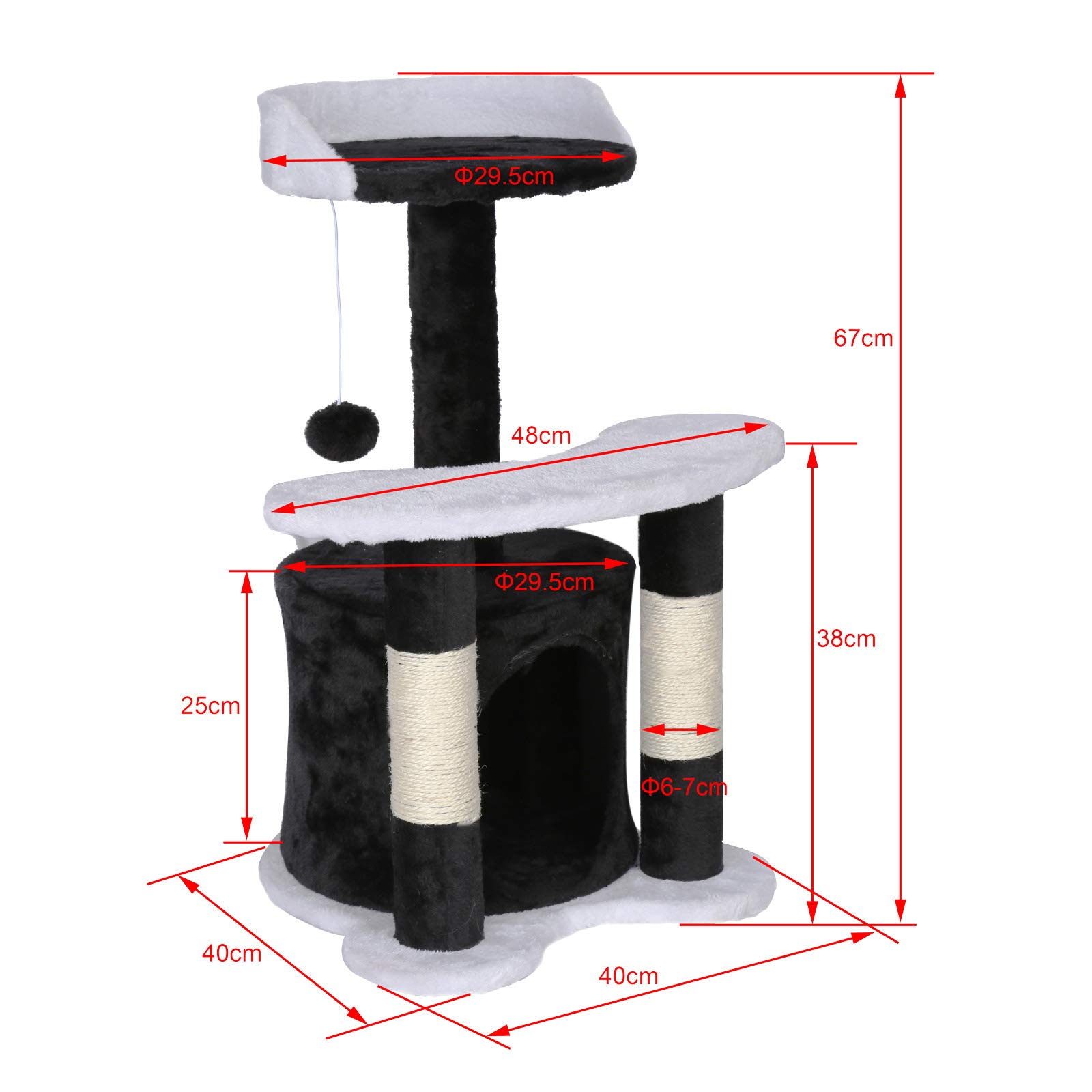 Wiltec Tiragraffi 65 cm Nero Bianco Nicchia Piattaforma