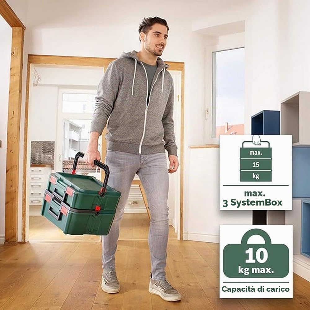 Bosch SystemBox M Cassetta Attrezzi Vuota Verde Impilabile