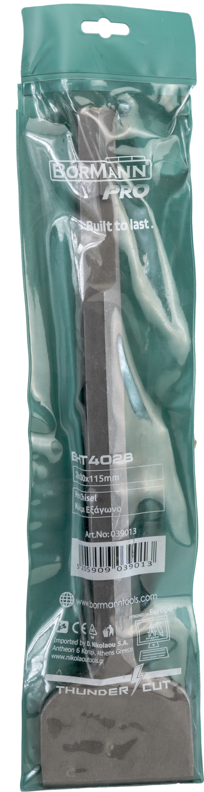 Bormann scalpello esagonale 28x500mm punta piatta