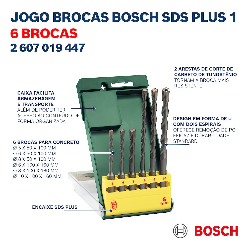 Bosch 2607019447 set 6 punte SDS-Plus calcestruzzo 5-10 mm