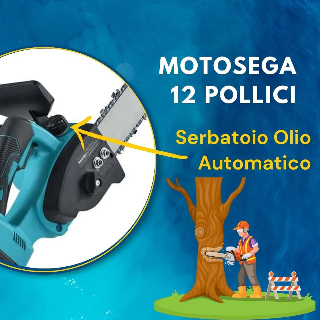 DE ROSA SHOP Motosega Batteria 12 Pollici 48V 2 Batterie barra 12"