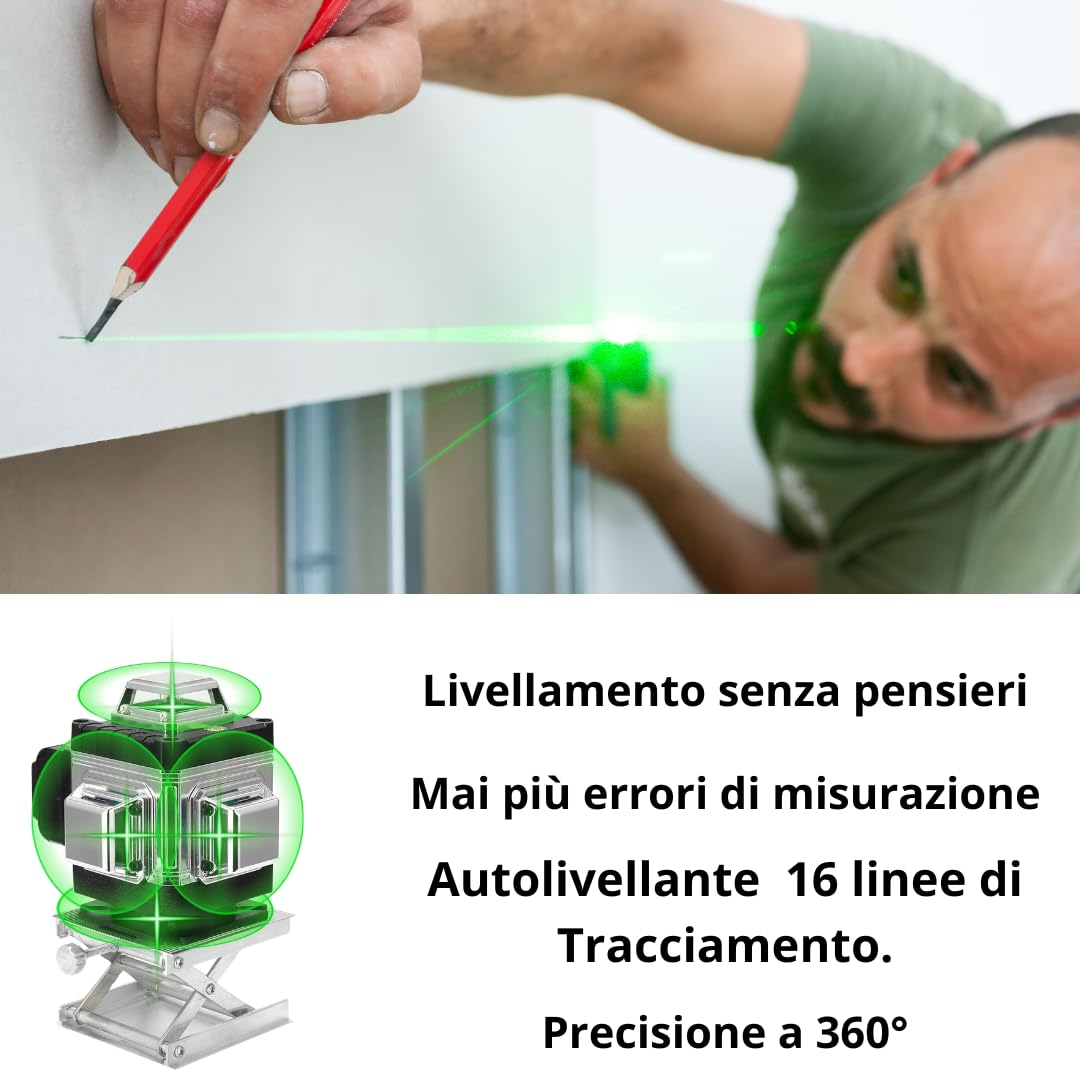 DE ROSA SHOP Livella Laser 4D 16 Linee 360° con Treppiede
