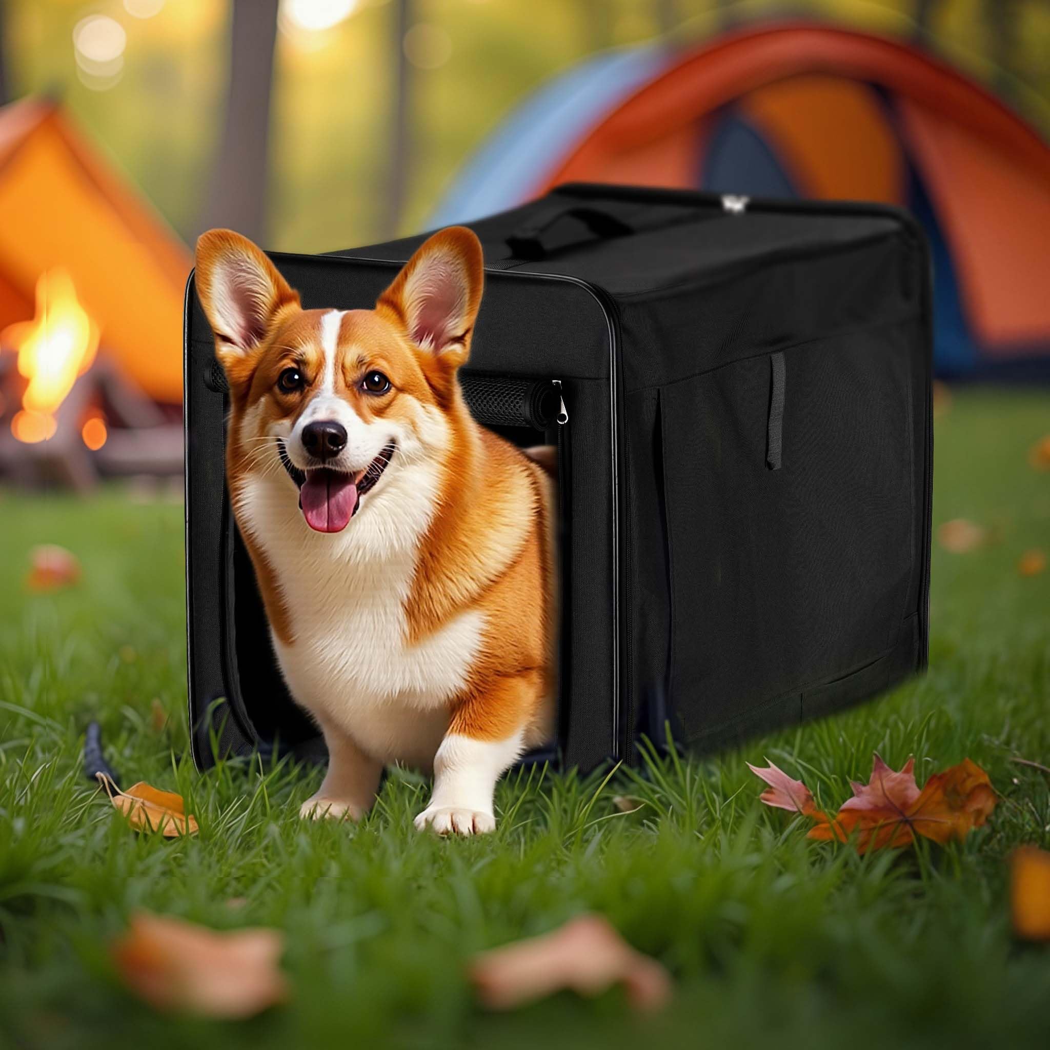 Wiltec trasportino pieghevole XL nero 94x66x74 cm con cuscino