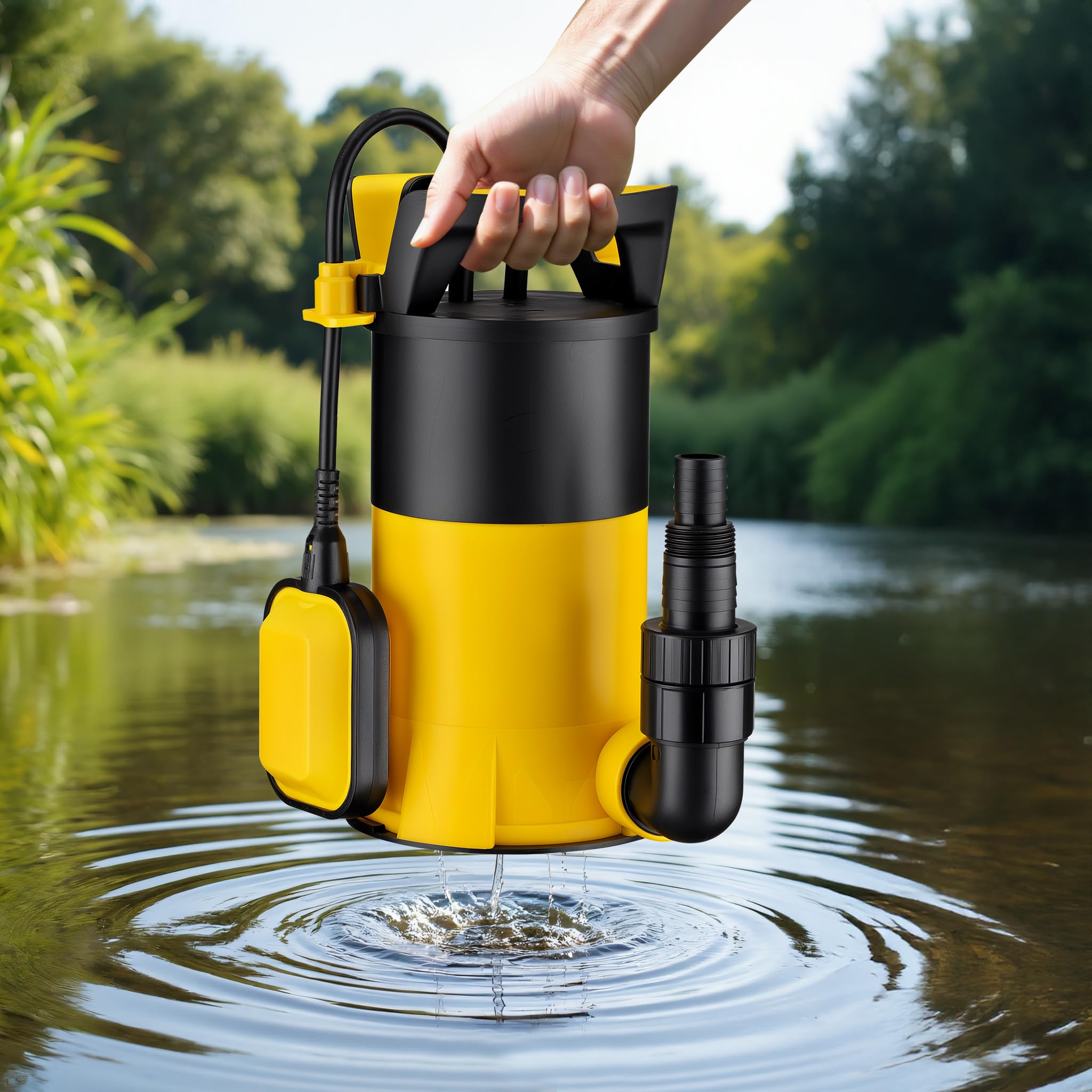 Wiltec 3in1 400 W pompa sommersa 8000 l/h aspirazione piatta