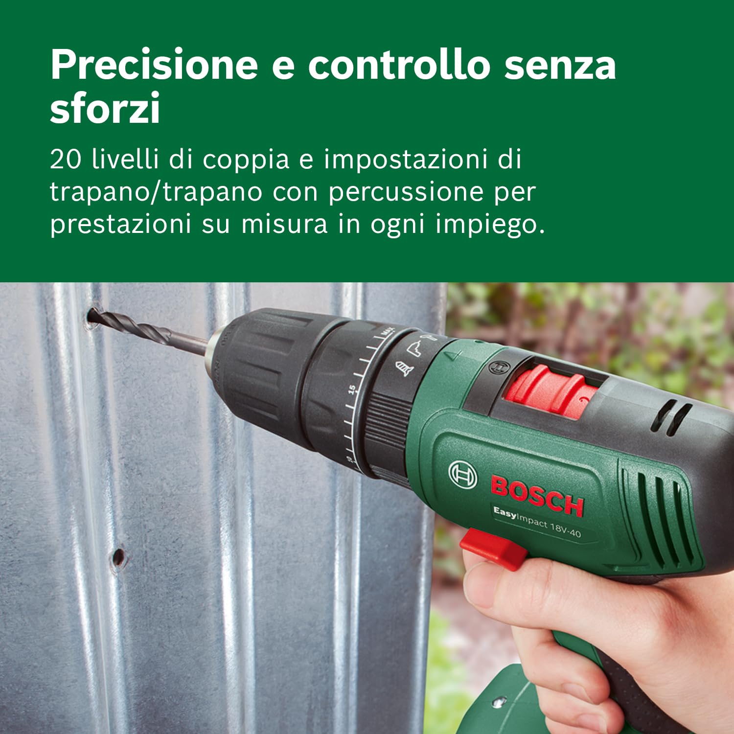 Bosch EasyImpact 18V-40 trapano percussione 13mm 2Ah