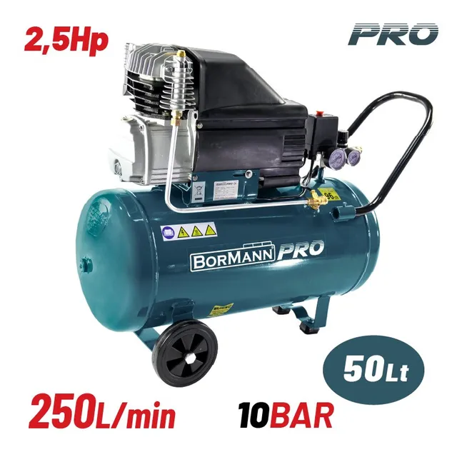 Bormann Pro compressore aria 50L 2,5HP 250 L/min