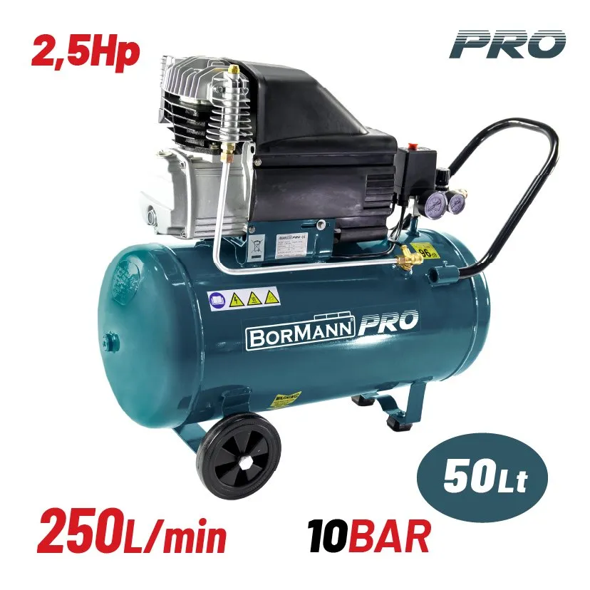 Bormann Pro compressore aria 50L 2,5HP 250 L/min