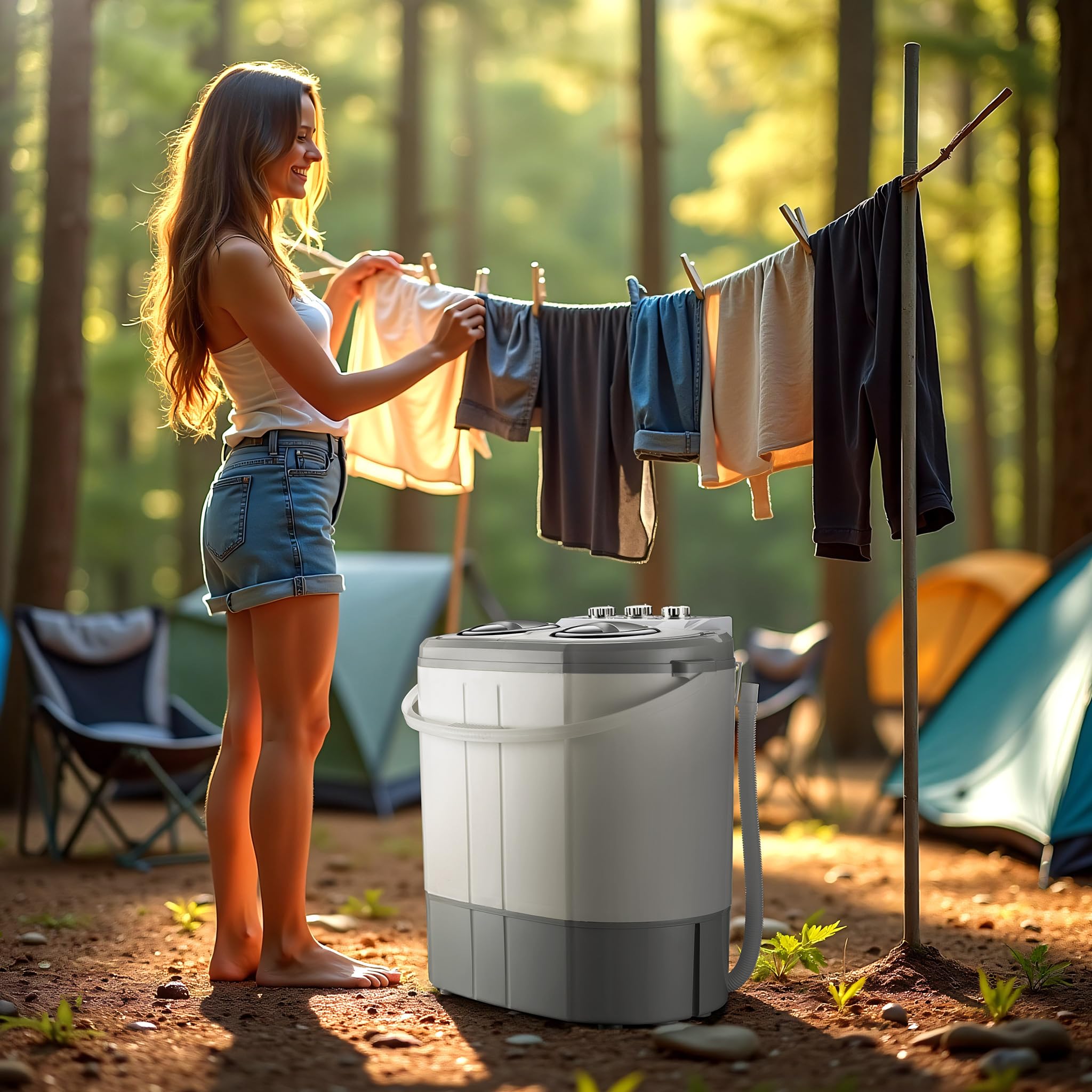 Wiltec Lavatrice camper portatile 3 kg con centrifuga