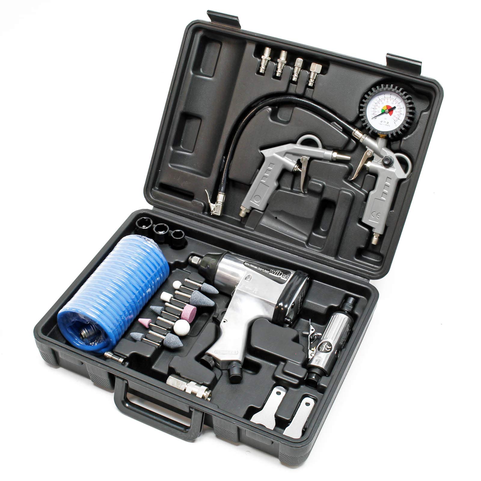 Wiltec Kit Accessori Compressore 27 pezzi utensili pneumatici 4 utensili
