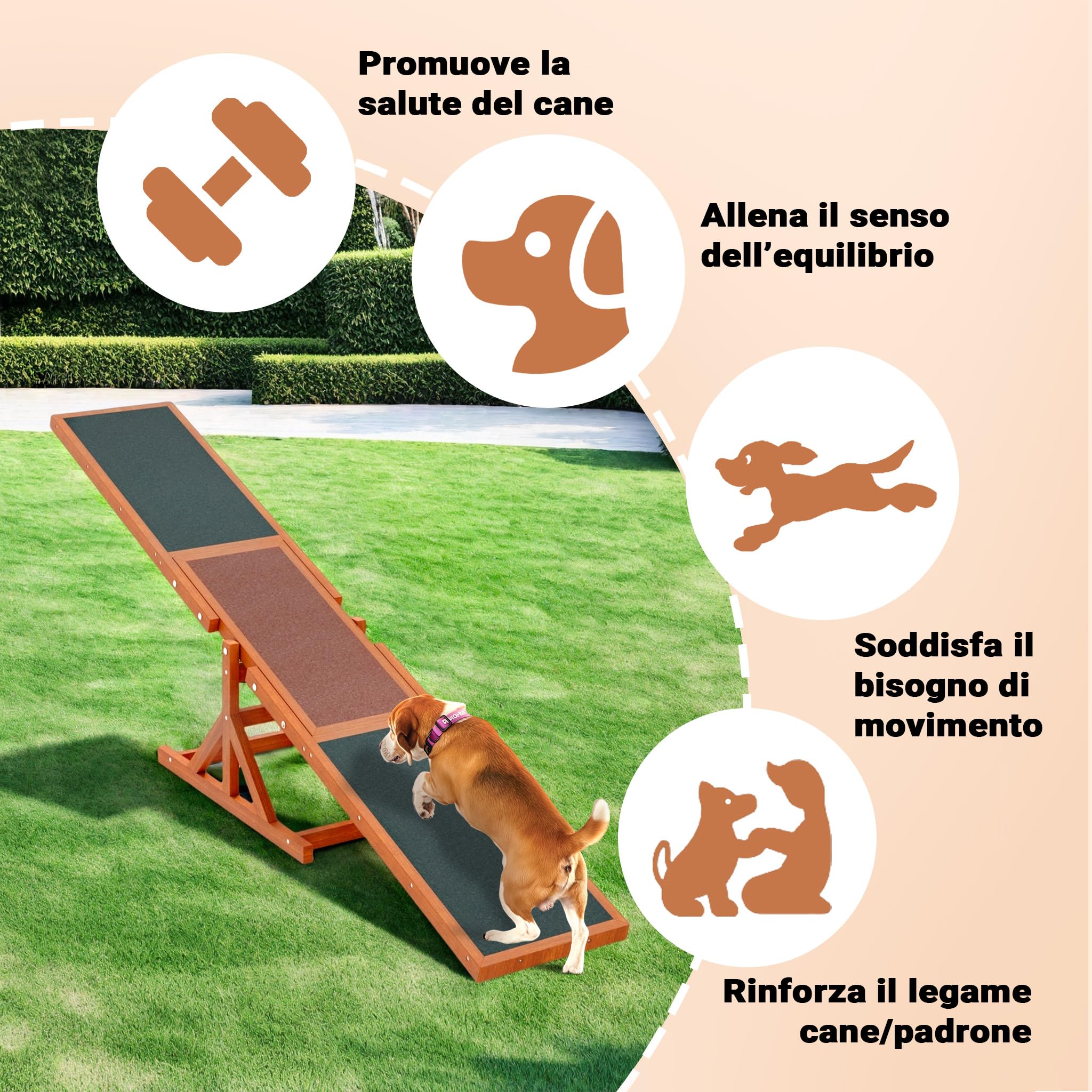 Wiltec Bascula Agility Dog altalena cani 180 cm antiscivolo