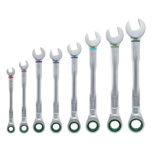 Bosch Set Chiavi Combinate Cricchetto 8 Pezzi Acciaio