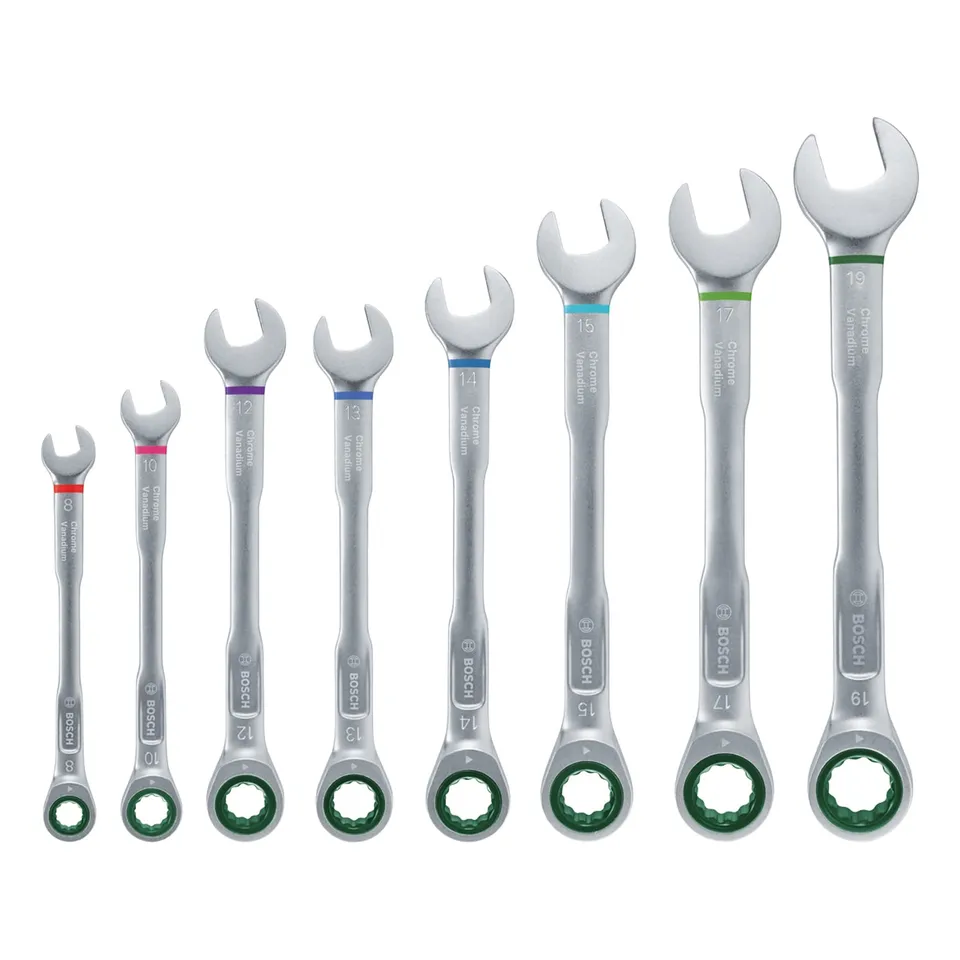 Bosch Set Chiavi Combinate Cricchetto 8 Pezzi Acciaio