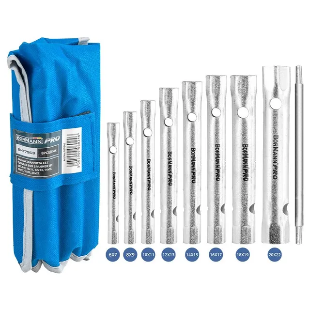 Bormann set chiavi a tubo 8 pezzi 6-22mm tubolari doppie