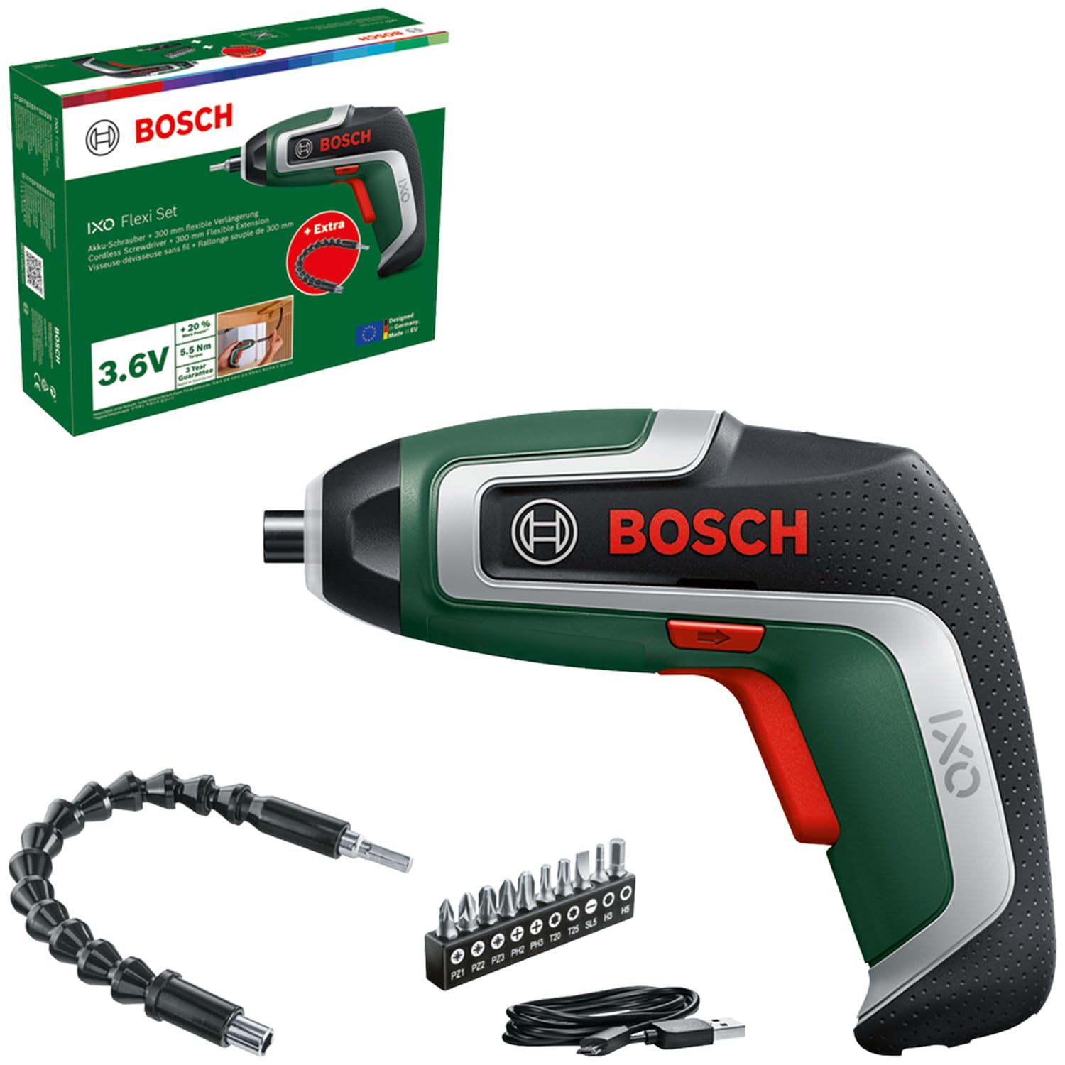 Bosch IXO 7 Cacciavite a Batteria 3.6V Set Livelle 10 Bit