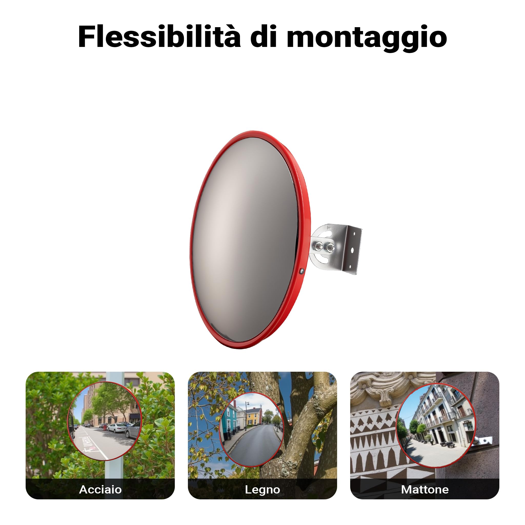 Wiltec specchio convesso stradale 30 cm 160° policarbonato