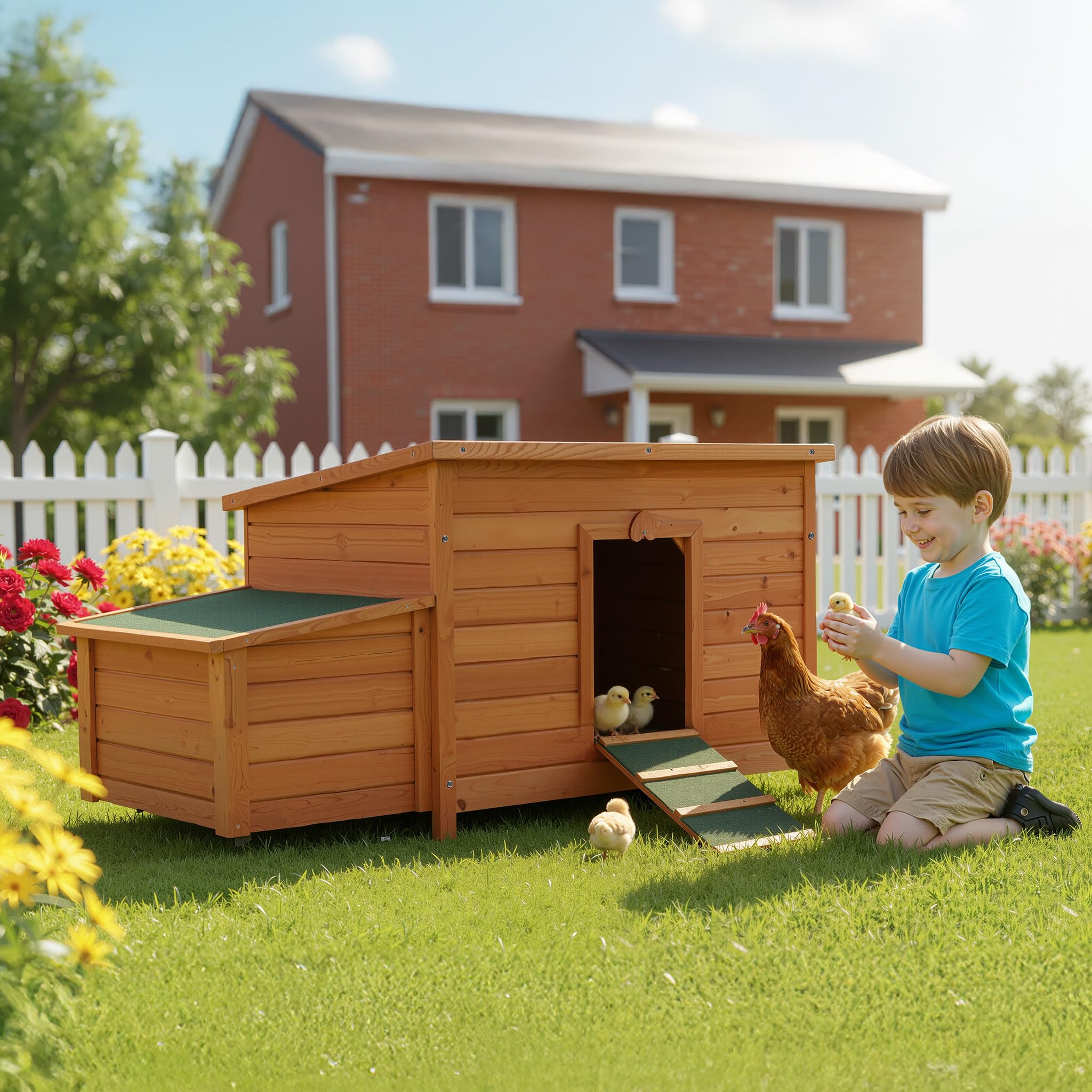 Wiltec Pollaio 136x74x70 cm in Legno con Nido