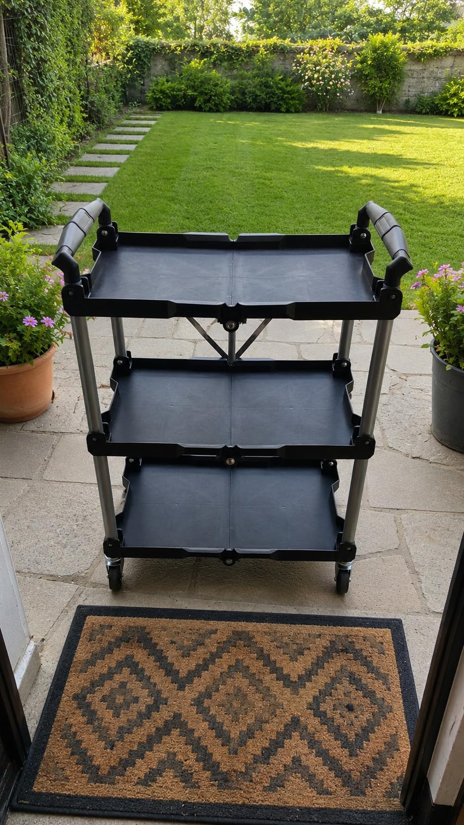 Wiltec Carrello Pieghevole 3 Piani 120 kg 64,5 cm
