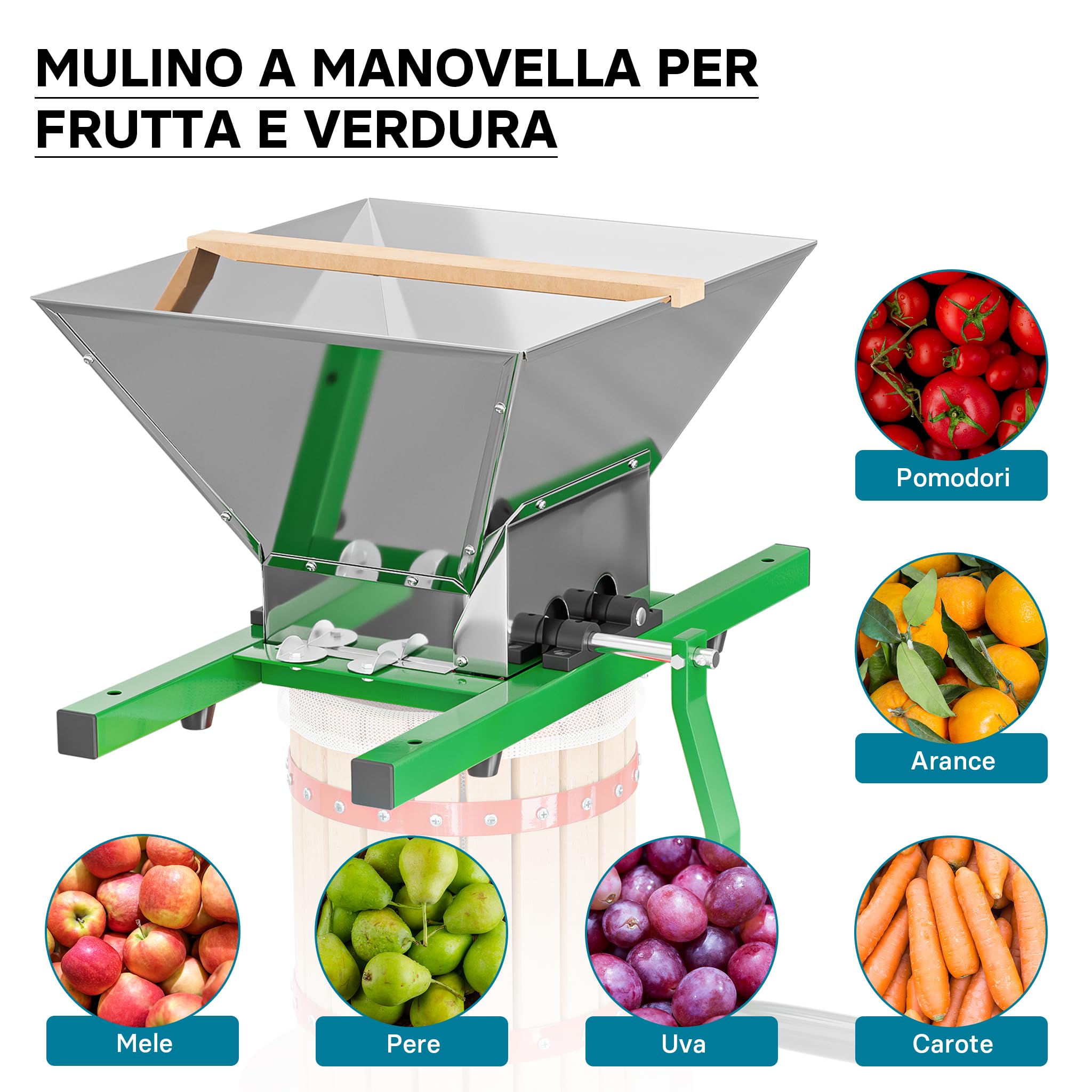 Wiltec mulino macina frutta manuale 7 litri inox