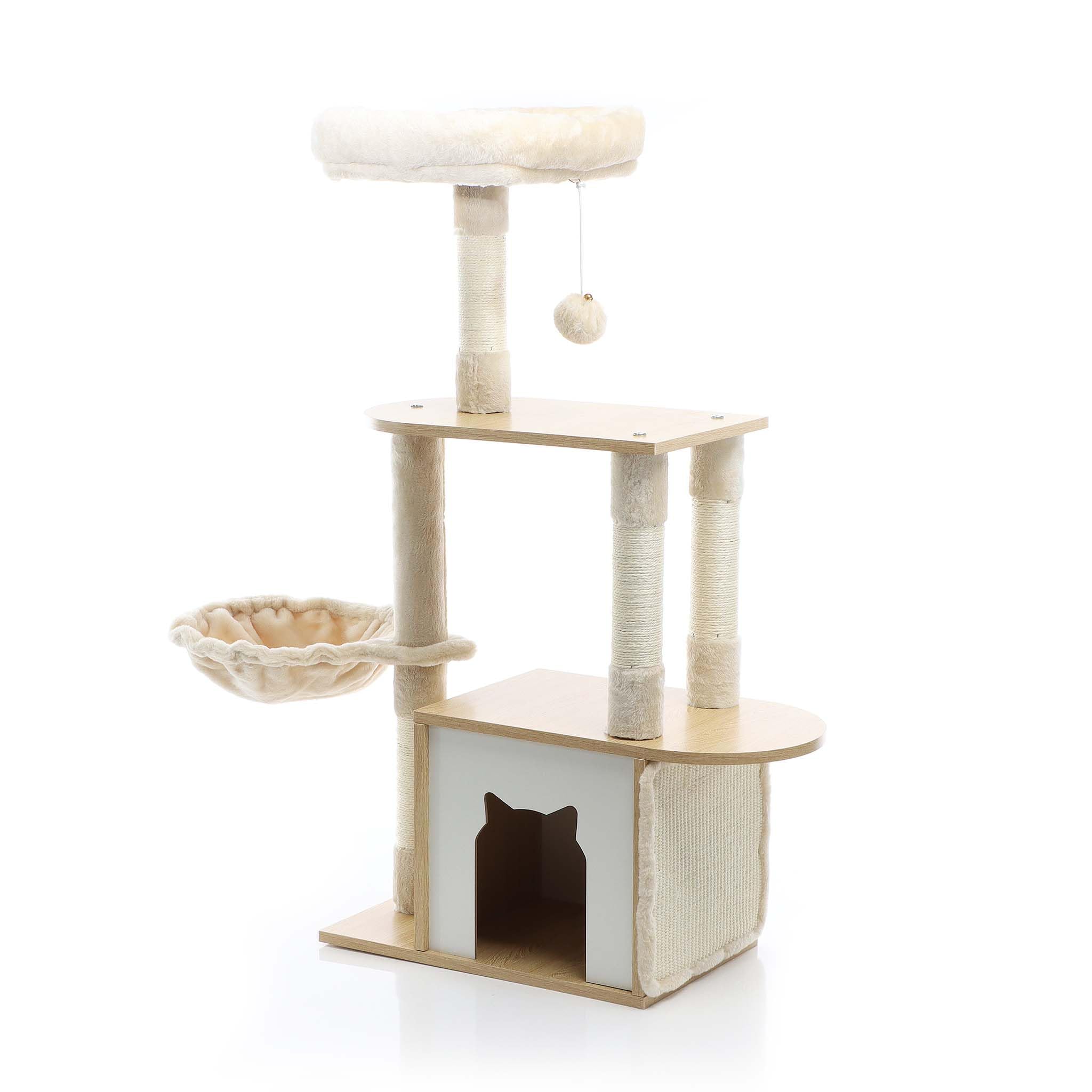Fudajo Albero Tiragraffi Gatto 106 cm Beige Casetta