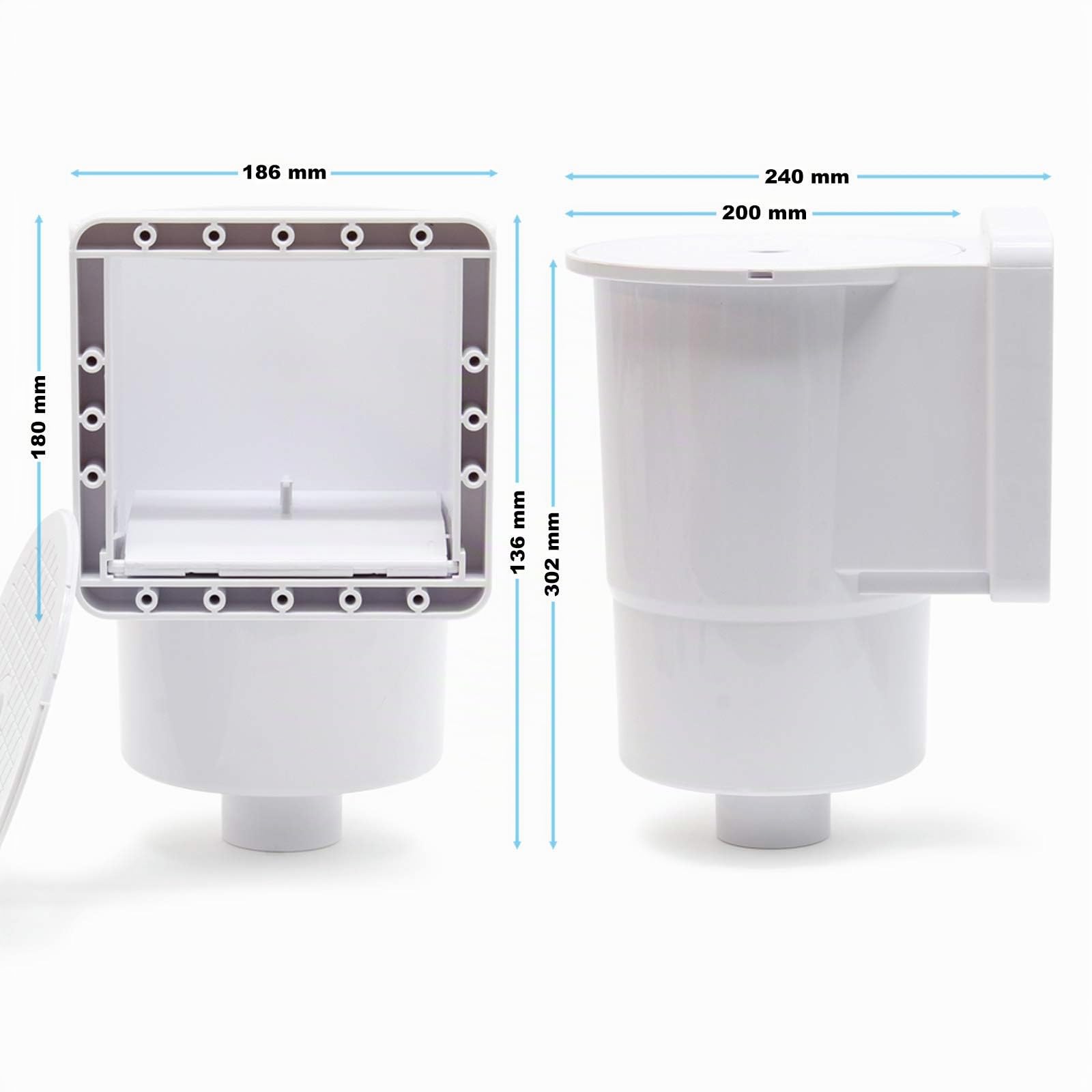 Wiltec Skimmer fisso piscina con cestello e bocchetta