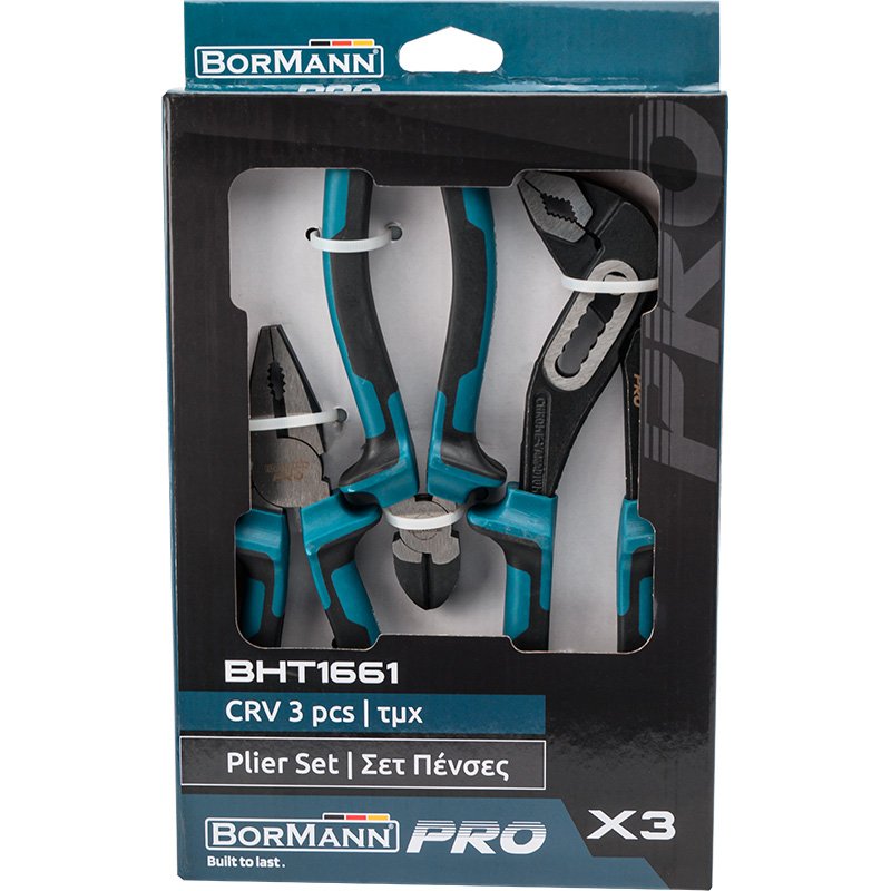 Bormann Set 3 Pinze 7" 6" 10" per Officina