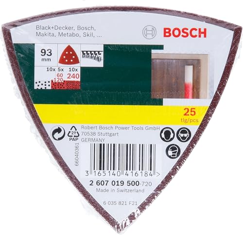 Bosch fogli abrasivi delta 93 mm 25 pezzi grane P60/120/240