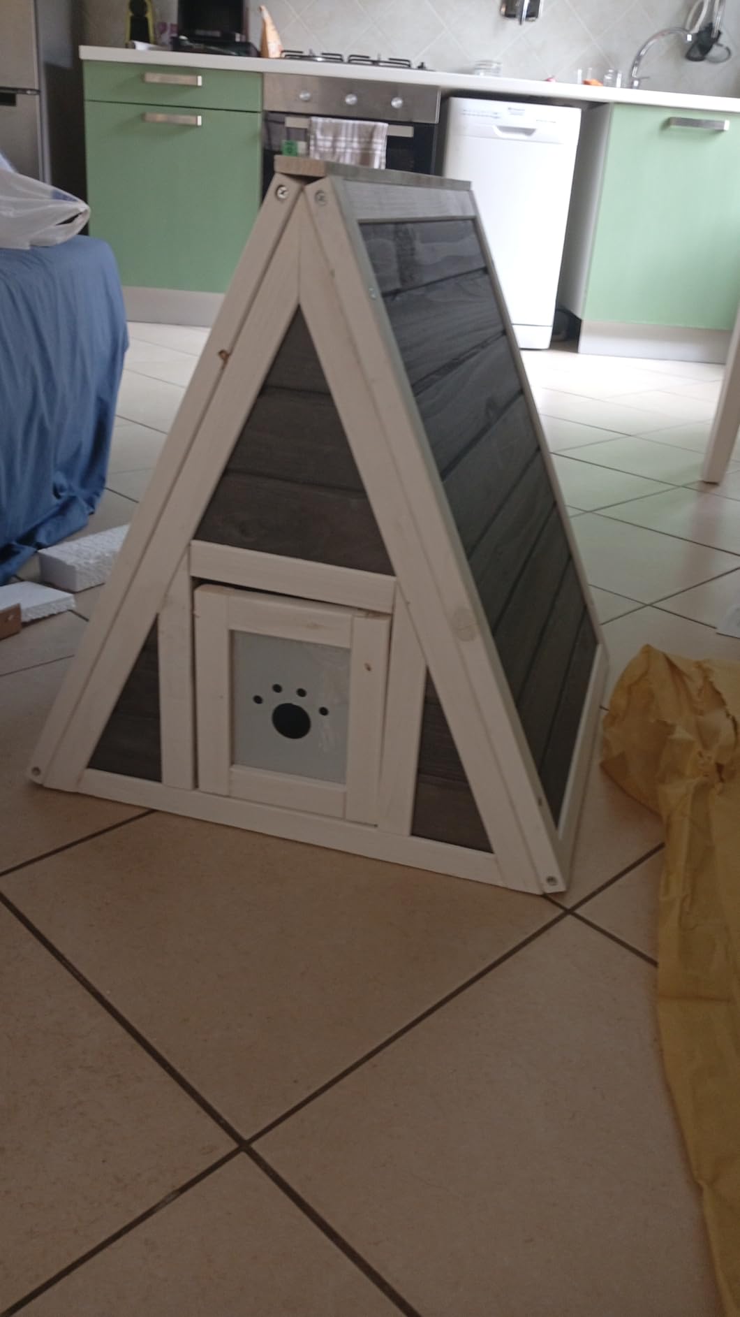 Wiltec cuccia gatto in legno doppio ingresso 50x50x54 cm esterno