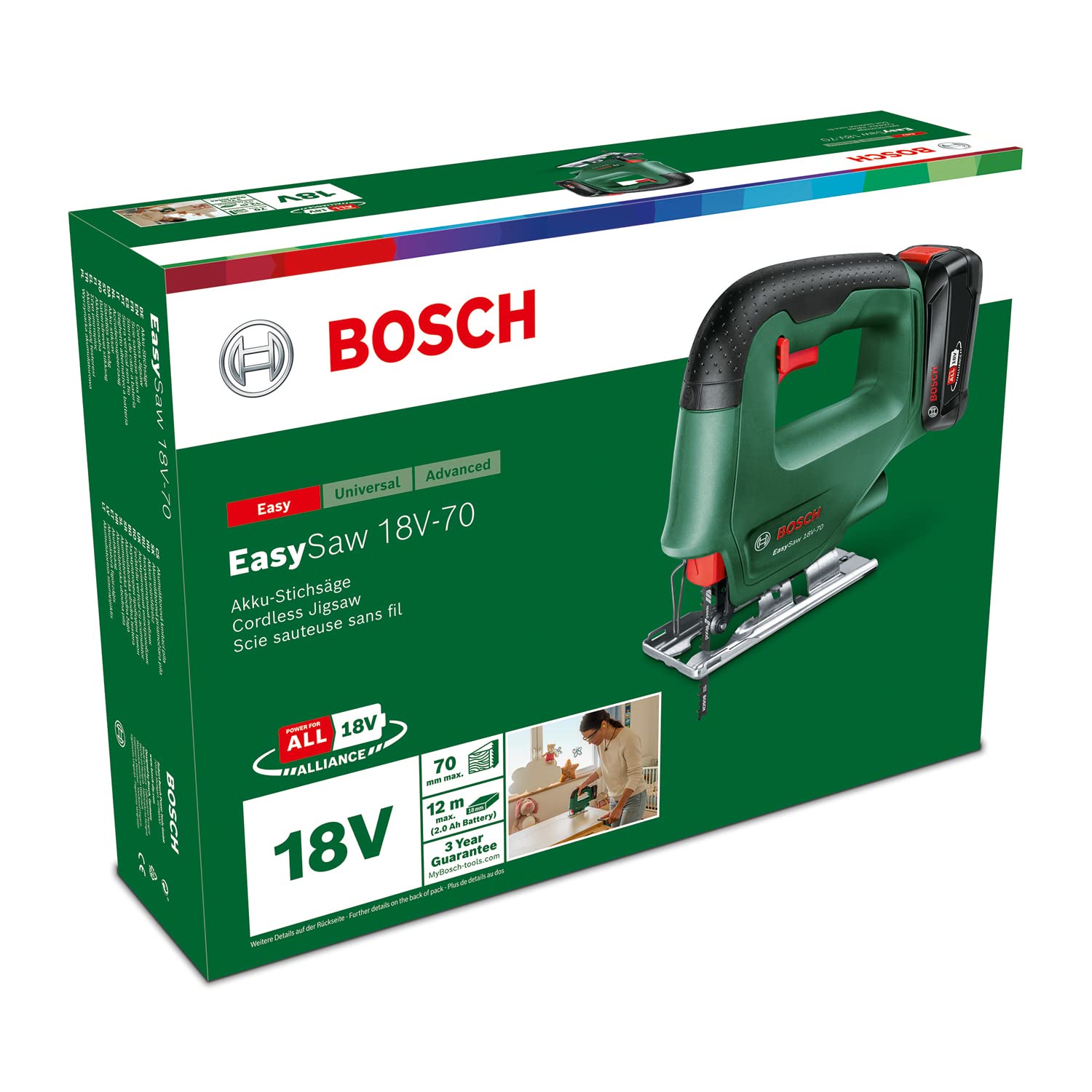 Bosch EasySaw 18V-70 Seghetto Alternativo 2,0 Ah
