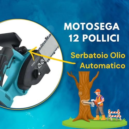 DE ROSA SHOP Motosega Batteria 12 Pollici 48V 2 Batterie barra 12"
